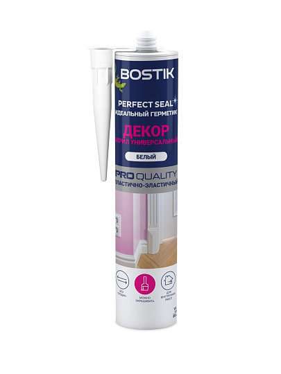 Герметик акриловый, универсальный, Bostik, Perfect Seal Декор, 50009032, 280 мл, белый