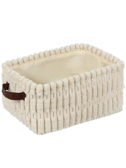 Корзина для хранения, 26х18х13 см, прямоугольная, фланель, белая, A190004