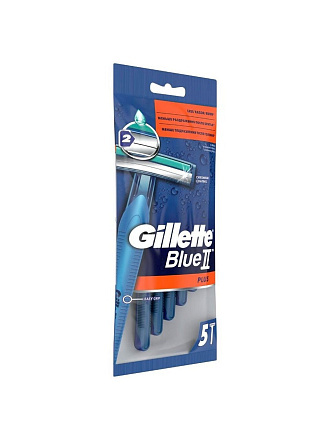 Станок для бритья Gillette, Blue2 Plus, для мужчин, 2 лезвия, 5 шт, одноразовые