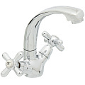 Смеситель д/раковины керам.кран-букса AQWIN TY1079 крест/руч, хром