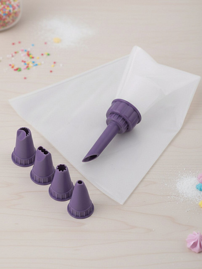 Кондитерский мешок с насадками, 6 предметов, 33х15х2.8 см, полипропилен, 6 шт, в ассортименте, Мультидом, AN80-237