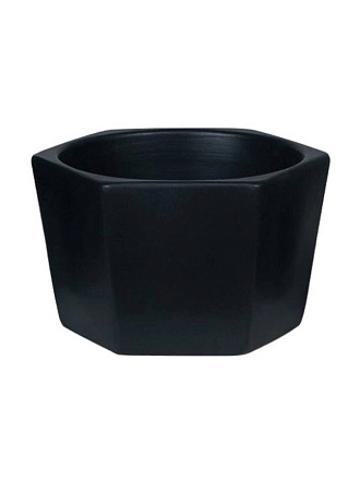 Кашпо керамика, 2.5 л, 18х13.5 см, шестигранник, черное, Эджес №4, 049744