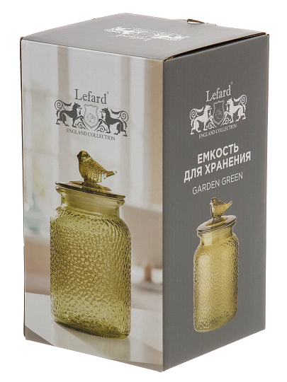 Банка для сыпучих продуктов, стекло, 0.95 л, с крышкой, Lefard, Garden Green, 172-184