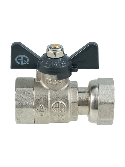 Кран шаровой 1/2", ВН/ВН, латунь, ручка-бабочка, с накидной гайкой, PN40, AquaLink