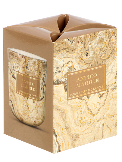 Свеча ароматизированная, 9х8х8 см, в стакане, Bartek Candles, Мрамор золотой и Антико, 150 гр