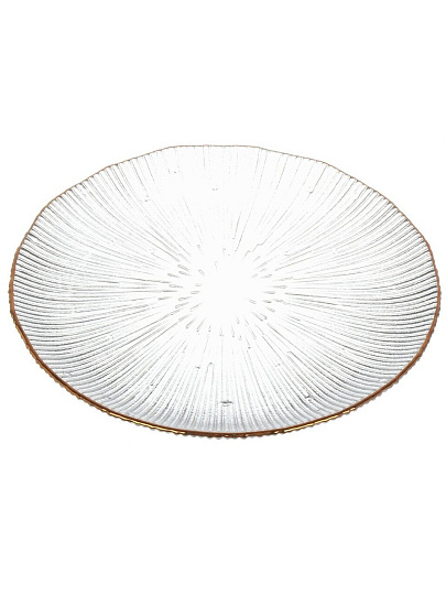 Тарелка десертная, стекло, 21x2 см, отвод золотом, круглая, Алмаз, Daniks, B150096/Y4-9200