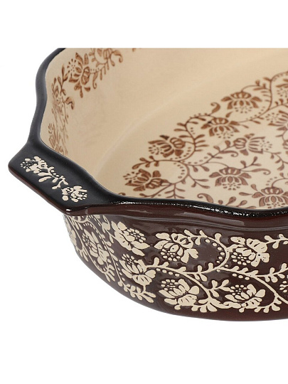 Форма для запекания керамика, 39.7х25.2х7.7 см, 3.2 л, фигурная, Ветви на шоколадном, Y6-10306