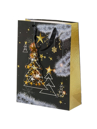 Пакет подарочный 30х12х40 см, в ассортименте, Новогодний блеск, Y4-8558