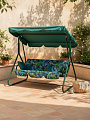 Качели садовые 2-местные, 170.8х120.8х151.8 см, 180 кг, Olsa, Эльф, зеленые, Листики, подушка, с1802, металл