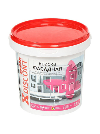 Краска водно-дисперсионная, Ореол, Дисконт, полиакриловая, фасадная, матовая, белая, 3 кг