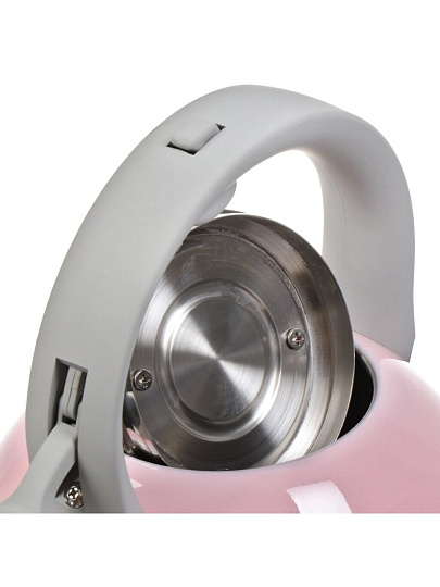 Чайник нержавеющая сталь, 2.7 л, со свистком, зеркальный, ручка бакелитовая, с силиконовым покрытием, Daniks, индукция, розовый, M-083P