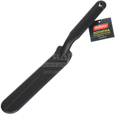 Лопатка кондитерская, нейлон, 32х4 см, навеска, черная, Mallony, Cuoco, 003591