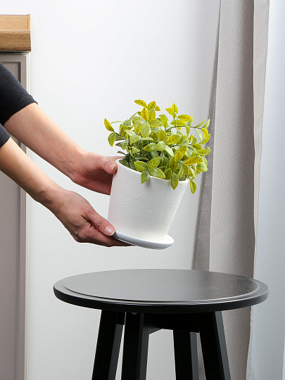 Горшок керамика, 0.65 л, 12х11 см, белый, Перл №2, 022443