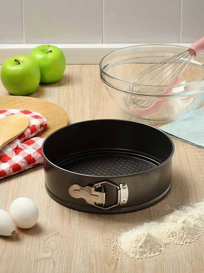 Форма для запекания сталь, 22х22х6.8 см, антипригарное покрытие, круглая, разъемная, Daniks, K-8020.4