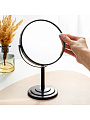 Зеркало настольное, 15.5х25 см, двухстороннее, круглое, с увеличением, черное, A070023