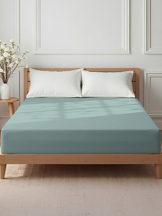 Простыня 2-спальная, 200 х 216 см, 100% хлопок, сатин, Silvano, Green