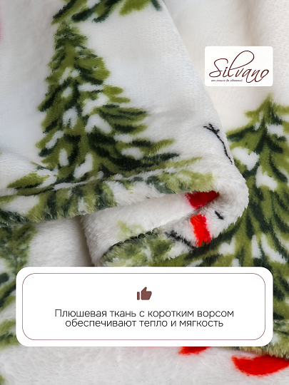 Плед евро, 200х220 см, велсофт, 100% полиэстер, Silvano, Новогодние каникулы