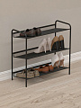 Полка для обуви металл, пластик, 3 секции, 64.5х27х60 см, черная, ЗМИ, Женева 23, ПДО Ж23 Ч