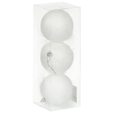 Елочный шар 3 шт, белый, 8 см, SYPMPB--112154
