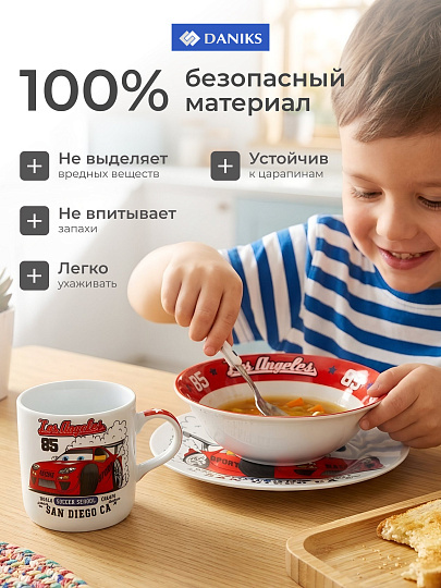 Набор посуды керамика, 3 шт, Болид, тарелка 18см, салатник 15см/350мл, кружка 230мл, Daniks, C623