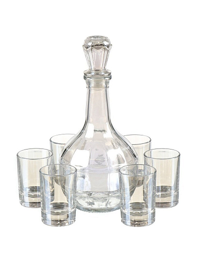 Набор для спиртного 7 предметов, стекло, графин 500 мл, 6 стопок 50 мл, с баром, Glasstar, Радуга, B_O_RN_01_22
