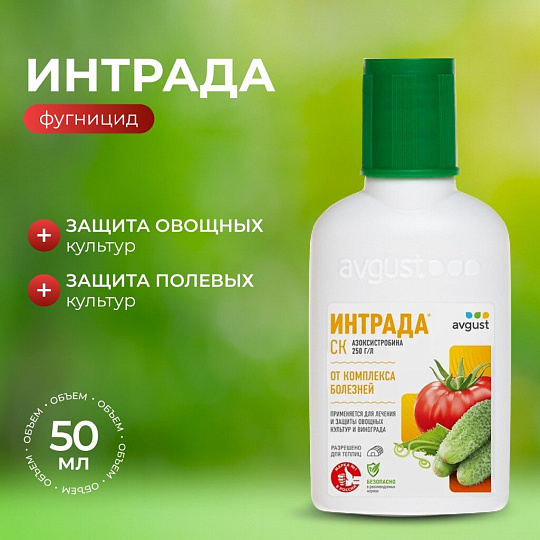 Фунгицид Интрада, защита овощных и полевых культур, 50 мл, жидкость, Avgust