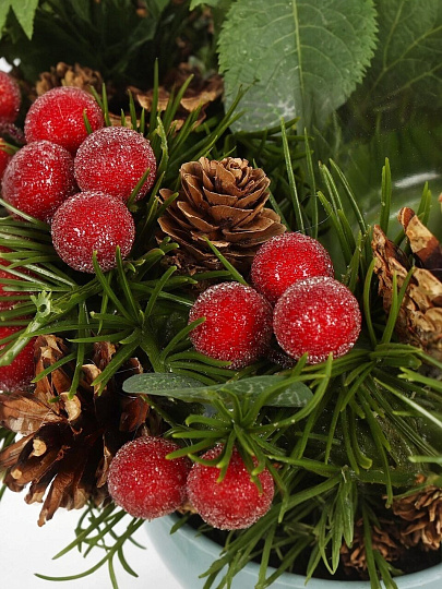 Подсвечник 1 свеча, 24 см, с ягодами, для свечи до 8.5 см, SYSGZSA-4623013