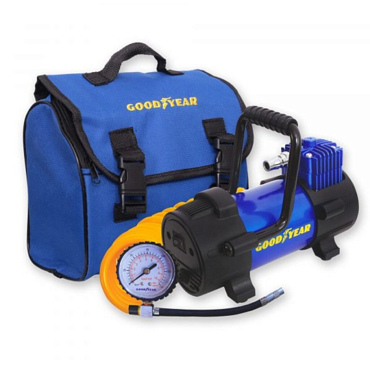Компрессор автомобильный Goodyear, GY-40L, 40 л/мин, 12 В, 10 атм, 174 Вт, со съемной ручкой, съемный витой шланг, сумка, GY000111