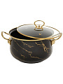 Кастрюля эмалированная сталь, 5 л, крышка стекло, Daniks, Черный мрамор, Y4-8970, индукция - фото 9