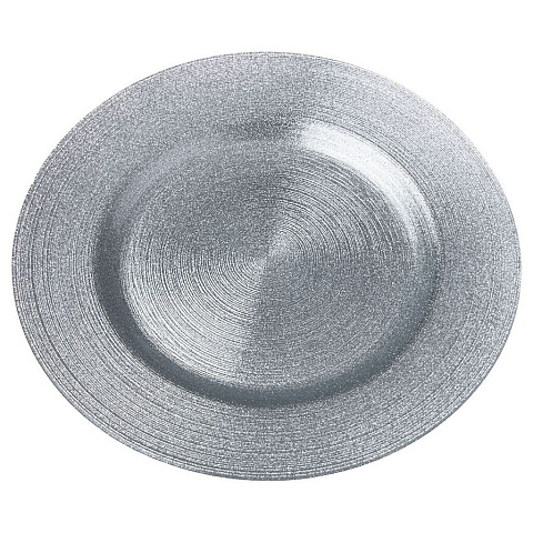 Тарелка обеденная, стекло, 28 см, круглая, Miracle Silver Shiny, Akcam, 339-080
