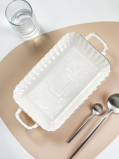 Ваза для фруктов, фарфор, 30.5 см, с ручками, Bonjart, Золотая линия, ТМ Глория, 202494