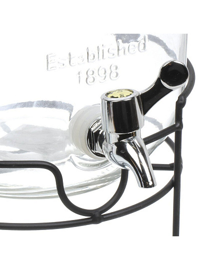 Лимонадница стекло, 4 л, с крышкой, Daniks, S1898-4LS, бесцветная, на черной металлической подставке