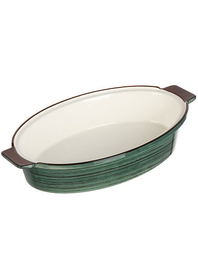 Форма для запекания керамика, 18.8х29.6х5.7 см, 1.2 л, овальная, Малахит, Y4-9044