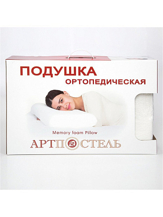 Подушка ортопедическая, 40 х 60 см, пенополиуретан, 80% хлопок, 20% полиэстер, с эффектом памяти, жесткая, АртПостель