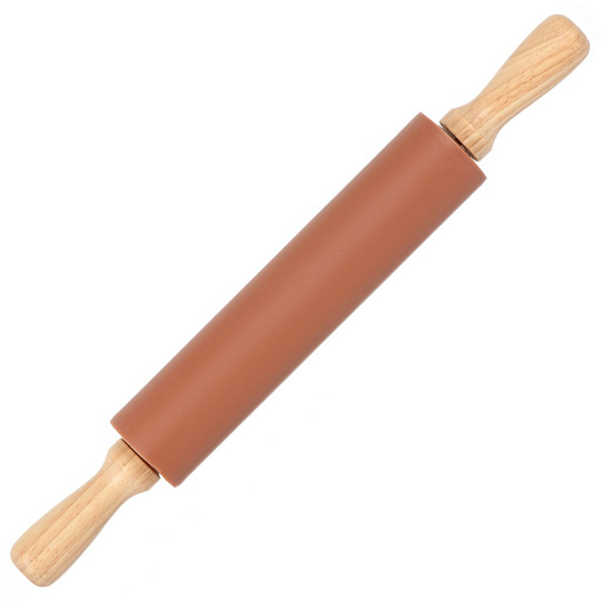 Скалка дерево, силикон, 43 см, Y4-9571