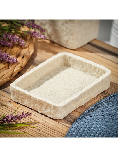 Мыльница настольная, Fora, Stone Natural, полирезина, FOR-STN036NAT