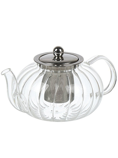Чайник заварочный стекло, металл, 0.8 л, с ситечком, B050180