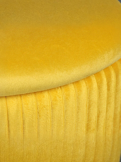 Пуф 32х32х35 см, МДФ, ткань, велюр, до 110 кг, круглый, желтый, Люкс, L030006