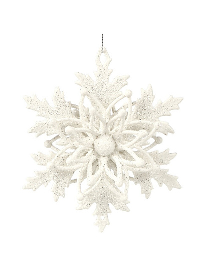 Елочное украшение Снежинка, белое, 12 см, пластик, Y4-9397