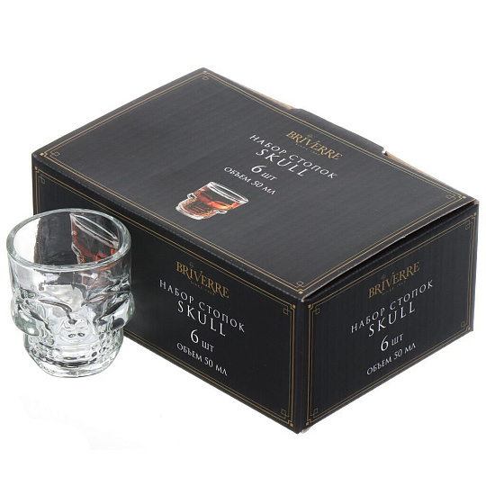 Стопка стекло, 50 мл, 6 шт, Briverre, Череп, BR2013