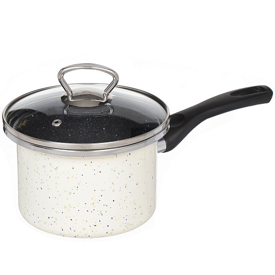 Кастрюля эмалированная сталь, 1.5 л, крышка стекло, Сантэкс, Гранит цветной, 1-2215411, индукция