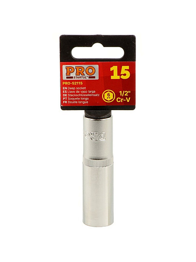 Головка торцевая 6-гранная, 1/2&quot;, 15 мм, глубокая, Startul, PRO-52115