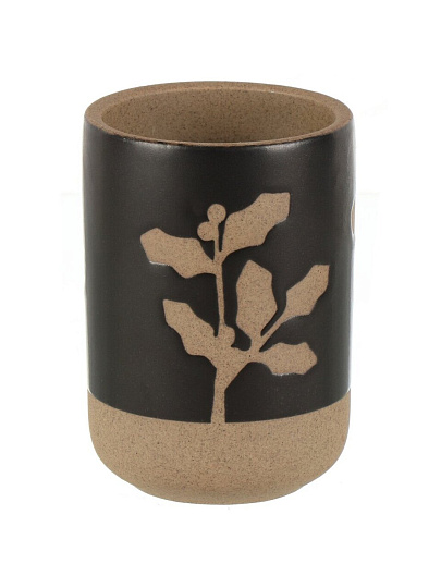 Стакан для зубных щеток, 8x11.2 см, керамика, черный, BCE0766AA-TB