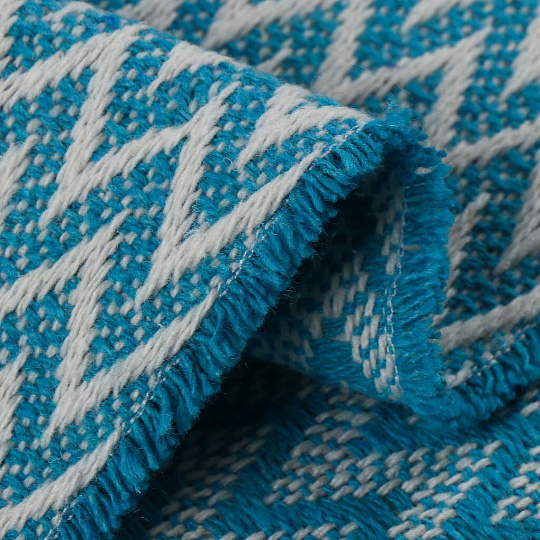 Плед 1.5-спальный, 140х200 см, 50% хлопок, 30% полиэстер, 20% пан, Vladi, Валенсия, Антонио, белый, бирюзовый