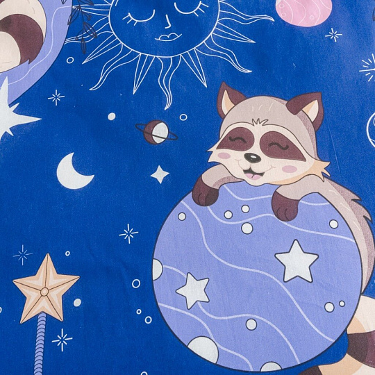 Постельное белье детское 1.5-спальное, простыня 150х215 см, 1 наволочка 70х70 см, пододеяльник 145х215 см, FreeDom, бязь, Лунные Еноты