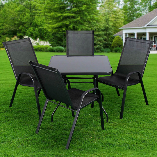 Мебель садовая Бетти, стол, 80х80х72 см, 4 стула, 100 кг, стул - 59х58х94 см, C010044