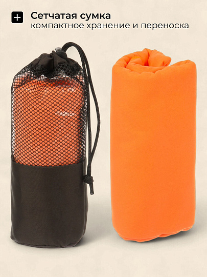 Полотенце спортивное быстросохнущее 70х150 см, полиэстер, оранжевое, Китай, Y9-096