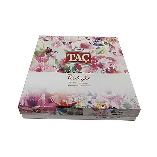 Постельное белье евро, простыня 240х260 см, 4 наволочки 50х70 см, пододеяльник 200х220 см, TAC, сатин, коллекция Digital Saten, Prelude 2084-30042