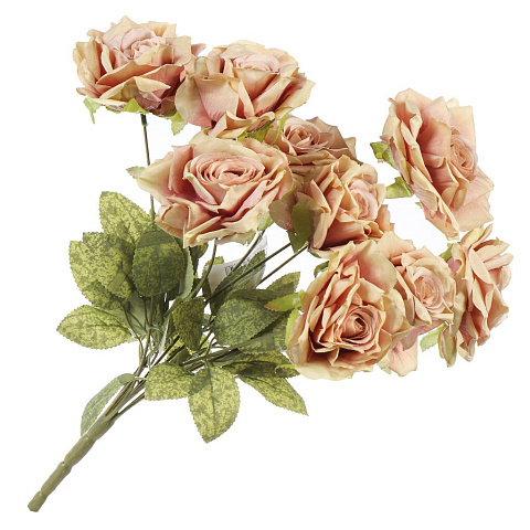 Цветок искусственный декоративный Роза букет, 50 см, персиковый, Y4-7907
