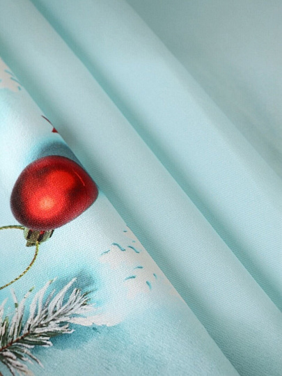 Скатерть 145х180 см, 100% хлопок, Праздничный стол Шишки в инее, AI-1504041